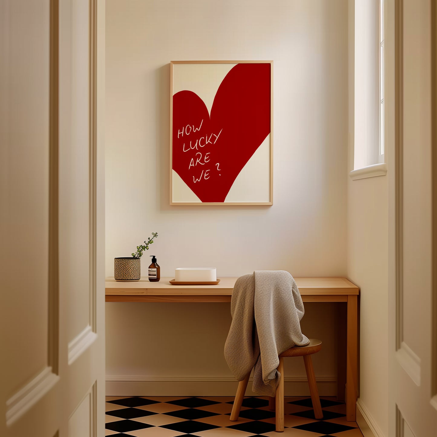 How Lucky Are We Wall Art Print Red