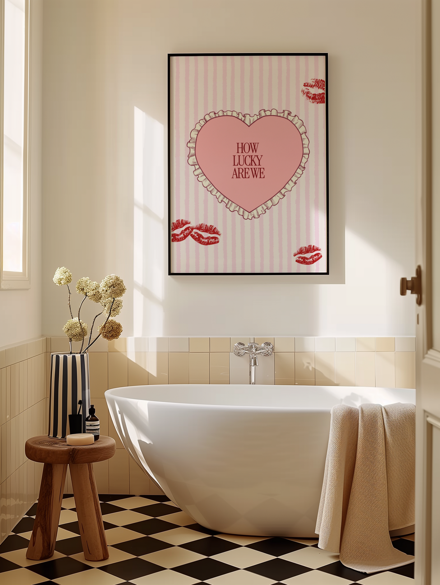 How Lucky Are We Ruffle Heart Print