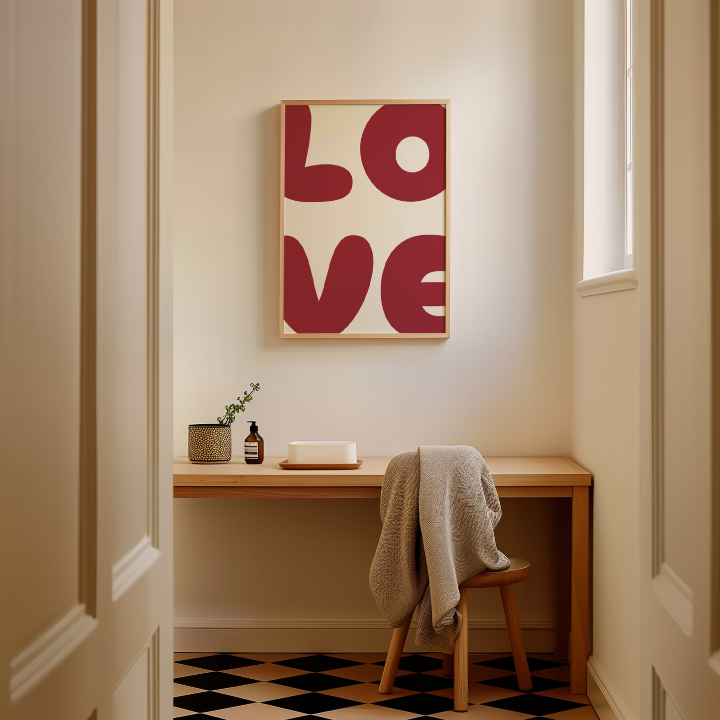 Red 70's Love Print