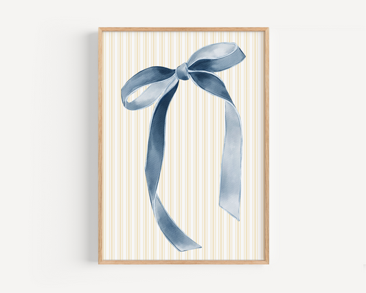 Blue Ribbon Bow Print