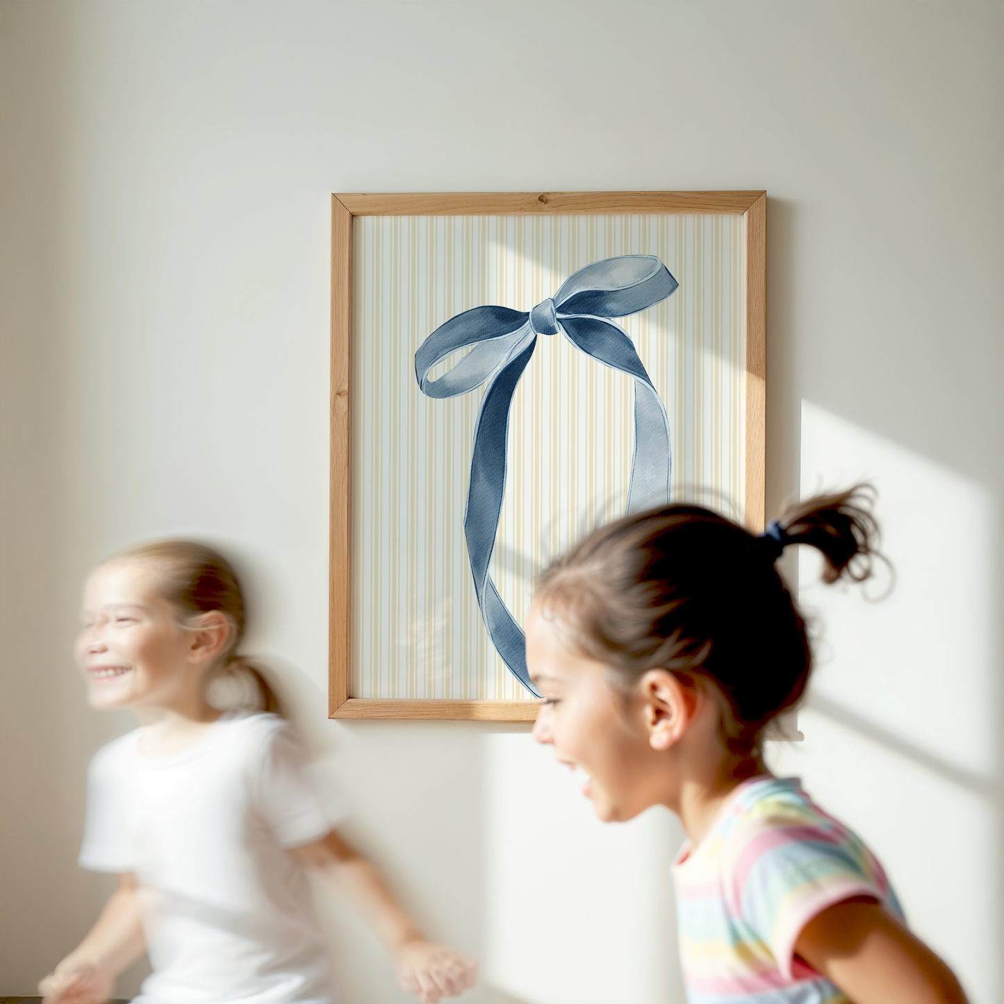 Blue Ribbon Bow Print