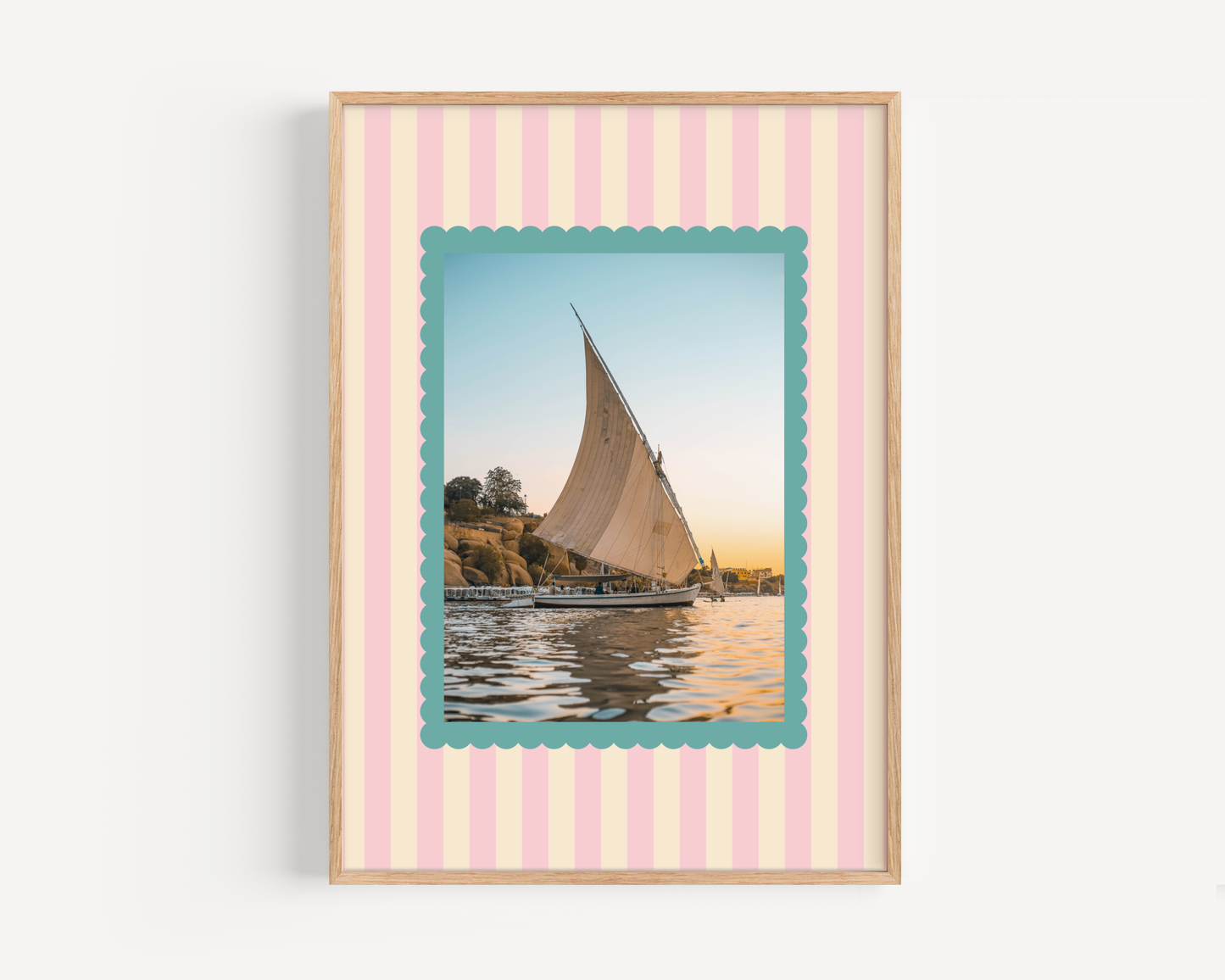 Vintage Stripe Sailboat Print