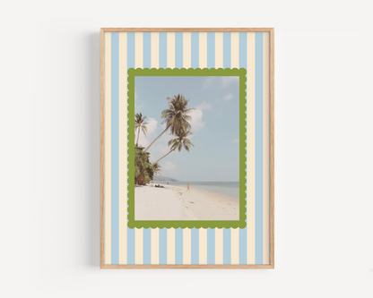 Vintage Stripe Beach Shore Print