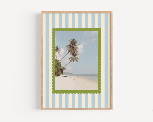 Vintage Stripe Beach Shore Print