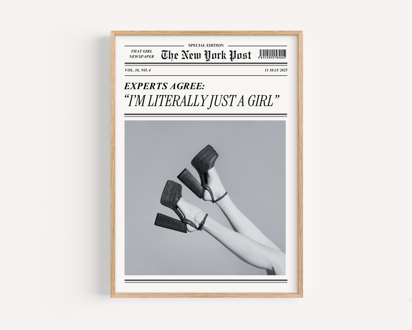 Literally Just a Girl Newspaper Print