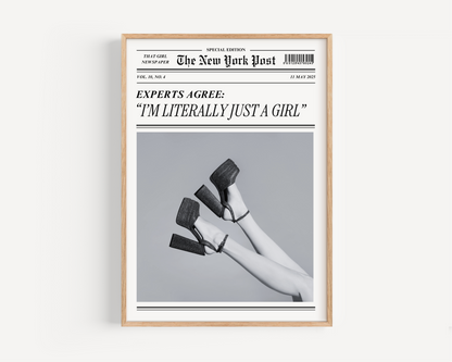 Literally Just a Girl Newspaper Print