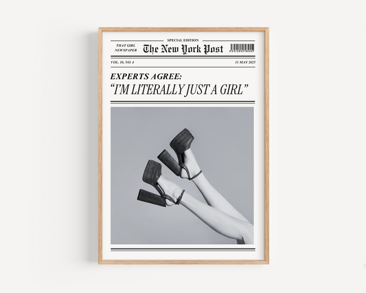 Literally Just a Girl Newspaper Print