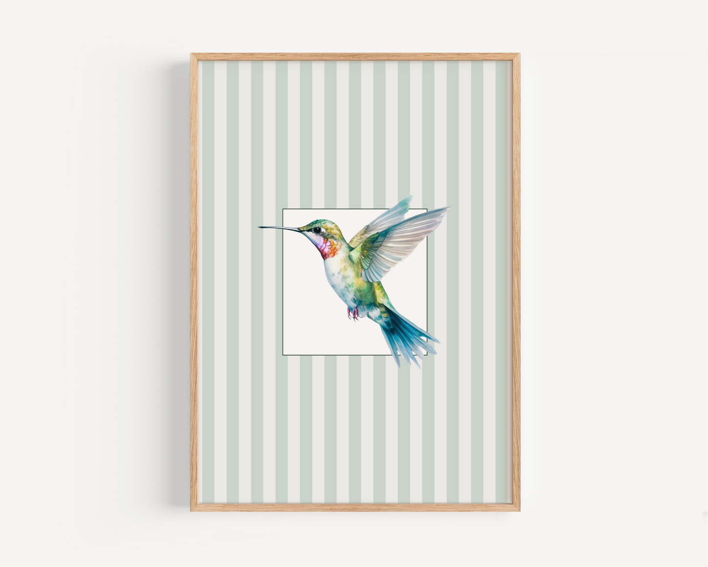 Watercolor Hummingbird Striped Print
