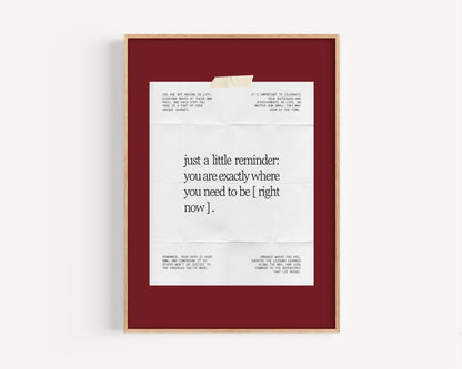 Where You Need To Be Note Print- Red