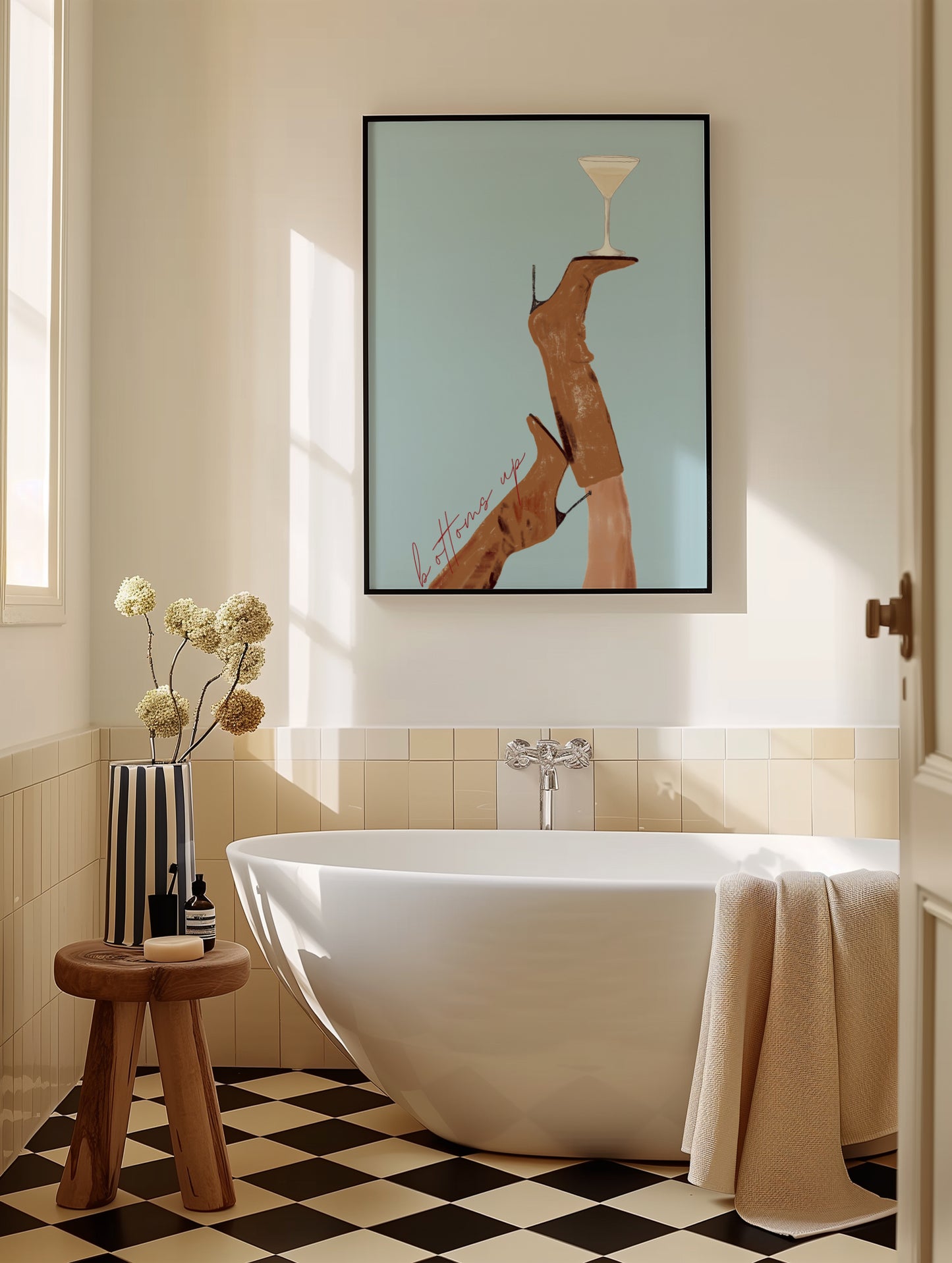 Brown Boot Martini Print