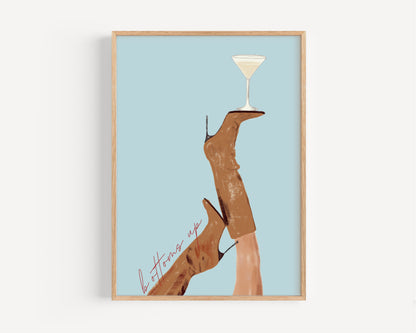 Brown Boot Martini Print