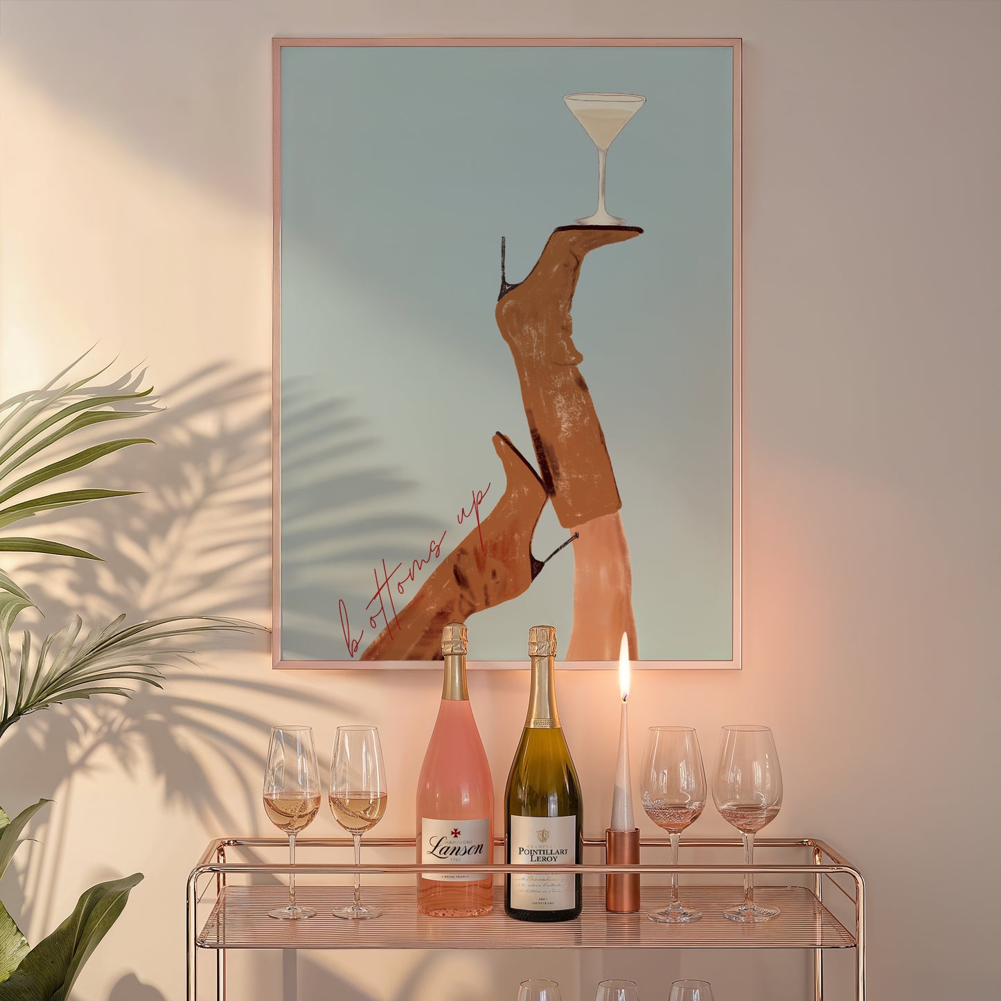 Brown Boot Martini Print