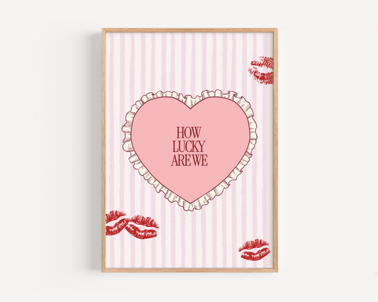 How Lucky Are We Ruffle Heart Print
