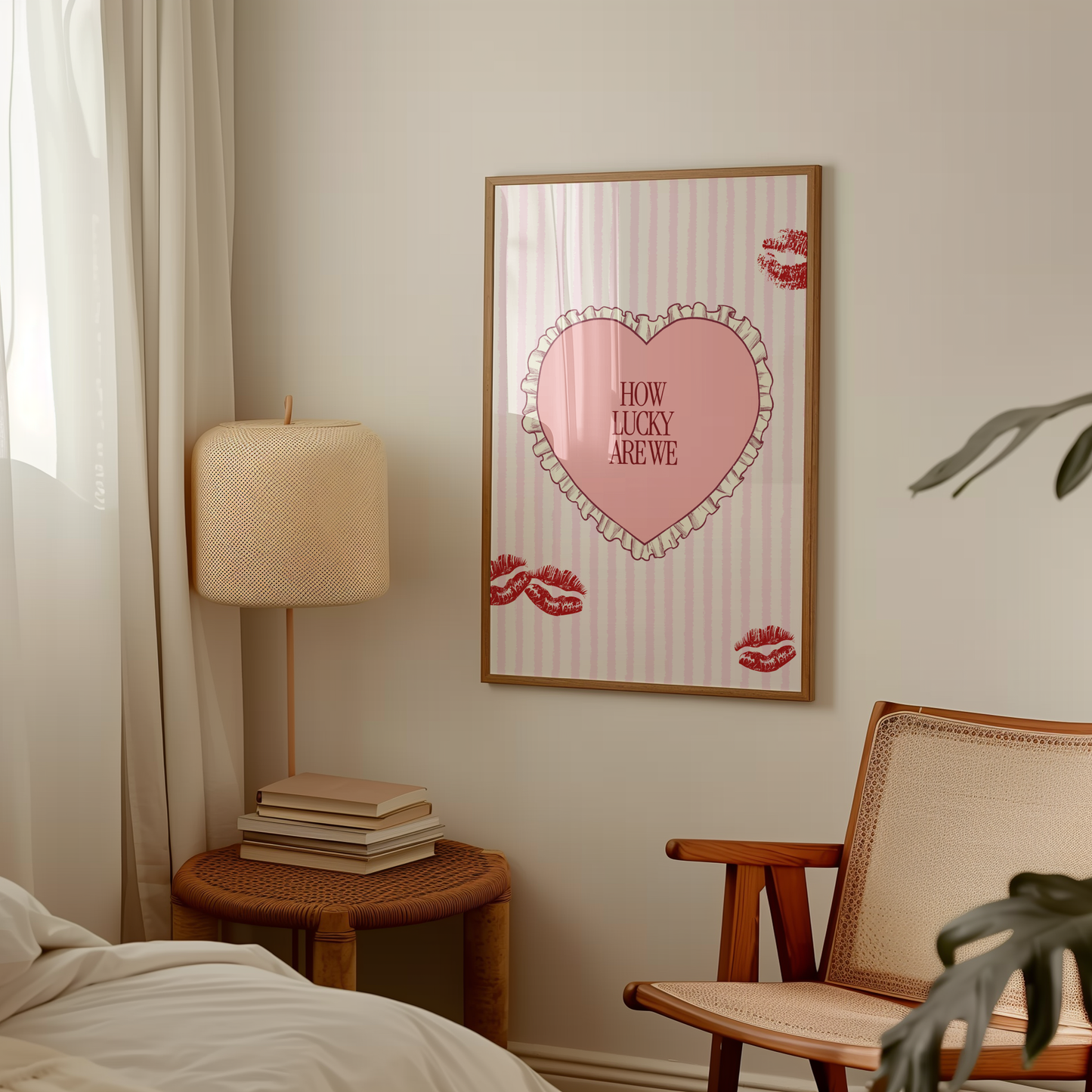 How Lucky Are We Ruffle Heart Print