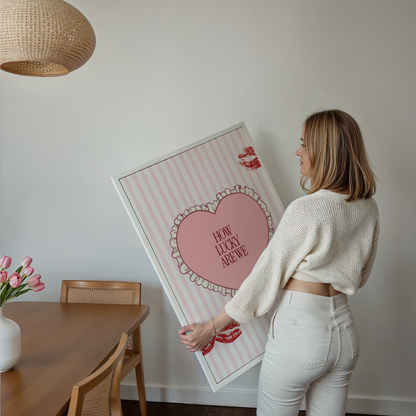 How Lucky Are We Ruffle Heart Print