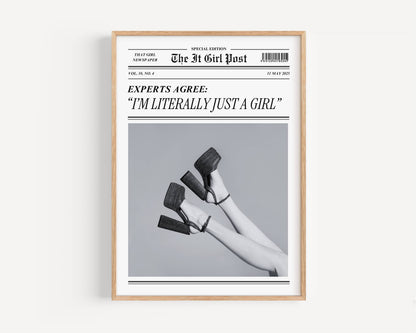 Literally Just a Girl Newspaper Print