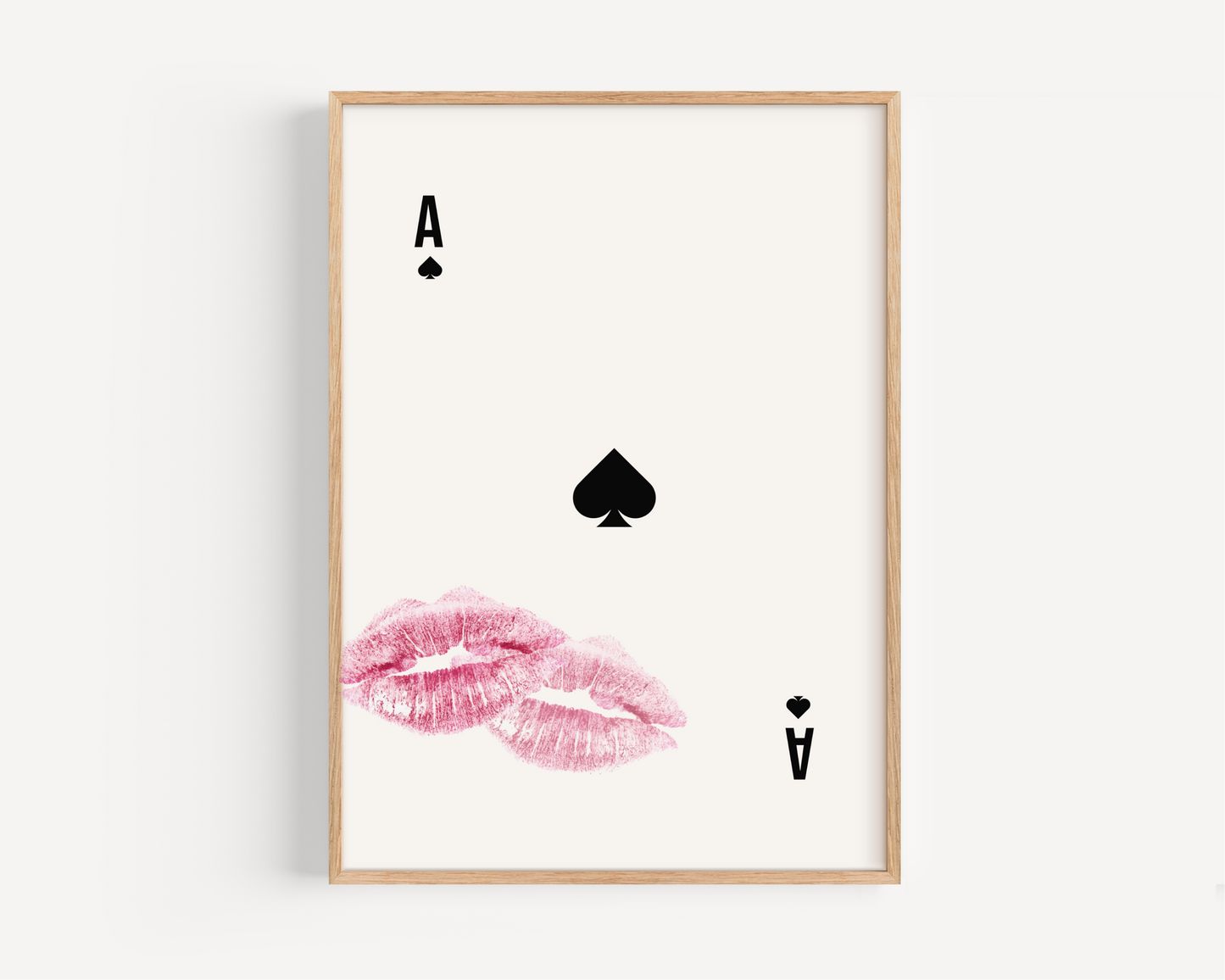 Ace of Spades Print with Pink Lipstick Kiss