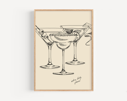 Dirty Martini Vintage Ink Print