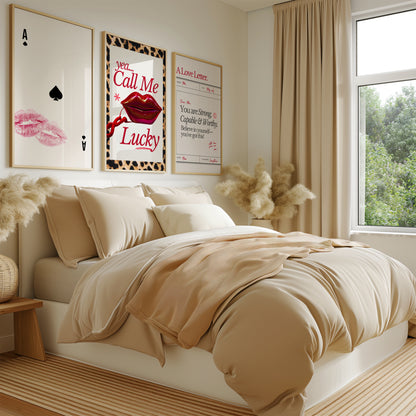 Ace of Spades Print with Pink Lipstick Kiss